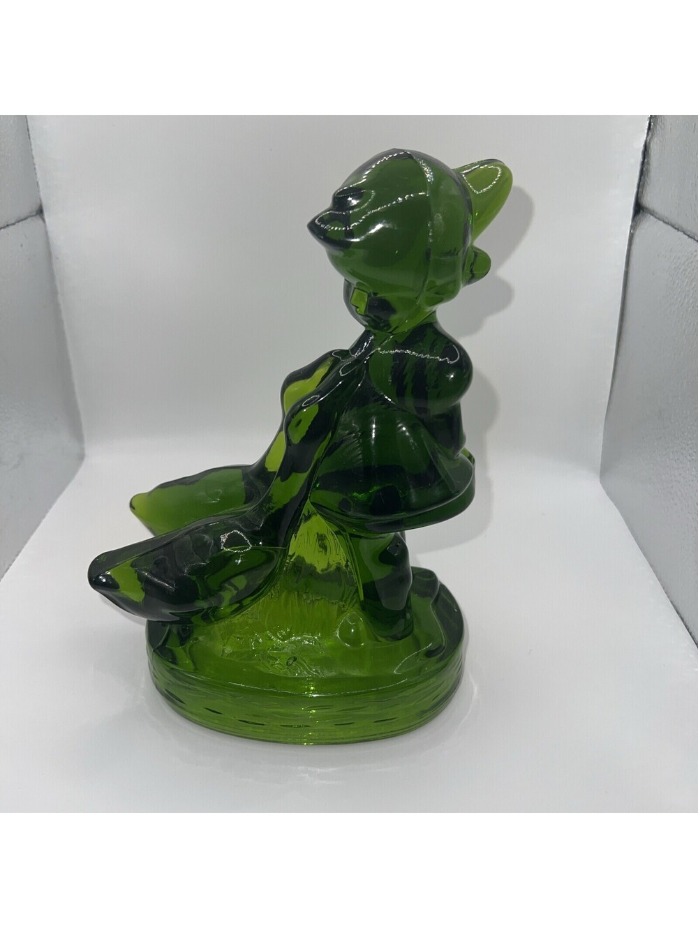 Glass Goose Girl 8” Tall. Green    LE Smith